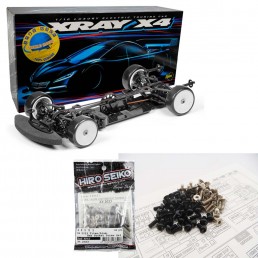 Xray X4 2023 Specs Luxury 1/10 4WD Touring Car Kit Graphite Edition EP w/Hiro Seiko Titanium Aluminun Screw Set Black Combo